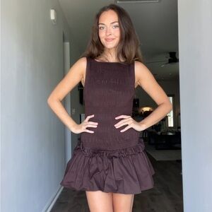Peppermayo Brown drop waist Sheath Mini Dress